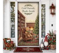 Cozy Winter Reading - Cubiertas de puerta de Navidad con cita de jengibre