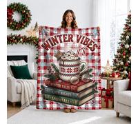 Cozy Winter Reading Quote Hot Cocoa - Manta de 101 x 127 cm