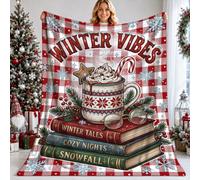 Cozy Winter Reading Quote Hot Cocoa - Manta de 152 x 203 cm