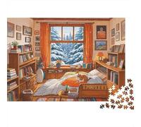 Cozy Winter Room Jigsaw Jigsaw Puzzles 1000 Piezas Reciclable Warm Interior Jigsaw Puzzle for Personas Mayores Educativo Game Descompresión 38x26cm/1000pcs