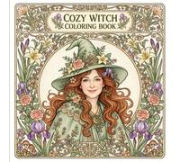 COZY WITCH COLORING BOOK: 50 Cozy and Magical Art Nouveau Illustrations of Gentle Witches, Familiars, Crystals and Herbal Gardens for Relaxation