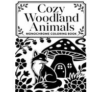 Cozy Woodland Animals Monochrome Coloring Book: Mindful One Color Pages with Deer, Foxes, Rabbits, Owls, Forest Animals, And Nature Scenes For Adults And Teens.