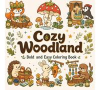 Cozy Woodland Bold and Easy Coloring Book: 52 Cute and Simple Forest Animal Scenes Featuring Foxes, Bears, Bunnies, Mushrooms and Peaceful Cottagecore Moments for Adults and Teens