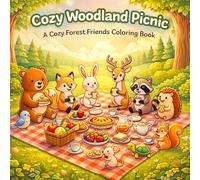 Cozy Woodland Picnic: An Adult And Kids Coloring Book Featuring Cute Animals, Relaxing Nature Scenes, and Joyful Forest Adventures