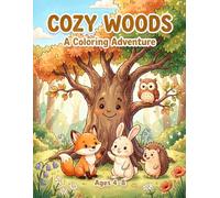 Cozy Woods: A Coloring Adventure: A Sweet Woodland Coloring Book for Kids Ages 4-8 Featuring Fox, Owl, Rabbit & Hedgehog