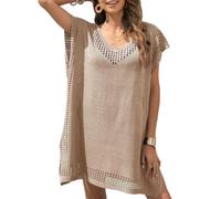 Cozyan Mujer Suelto Vestido de Playa V Cuello Gasa Camisolas y Pareos con Borla Ropa de Baño de Playa Vestido de Playa para Mujer Cuello en V con Bolsillos Suelto Ropa de Baño Playa