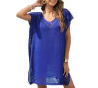 Cozyan Mujer Suelto Vestido de Playa V Cuello Gasa Camisolas y Pareos con Borla Ropa de Baño de Playa Vestido de Playa para Mujer Cuello en V con Bolsillos Suelto Ropa de Baño Playa