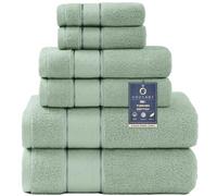 COZYART Juego de 6 toallas de baño color verde salvia, 2 toallas de baño, 2 toallas de mano y 2 paños, 100% algodón turco de lujo de 22.16 oz/m², calidad de hotel, suave, absorbente, juegos de toallas