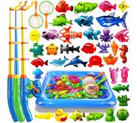 CozyBomB Juego de juguetes de pesca magnéticos para niños para el baño, educación para niños pequeños, colores para enseñar y aprender animales del mar del océano (XL)