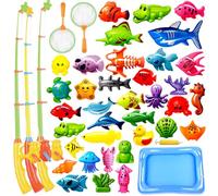 CozyBomB Juego de juguetes de pesca magnéticos para niños para el baño, educación para niños pequeños, colores para enseñar y aprender animales del mar del océano (XL)