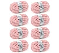 Cozyful Hilo grueso para tejer a mano, hilo grueso #9 para ganchillo, hilos de manta de punto súper grueso, hilos de felpilla gruesos grandes, paquete de 8 (32 yardas 8 onzas cada madeja), color rosa