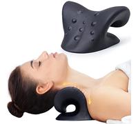 Cozyhealth Masajeador de cuello y hombros, estirador de cuello para aliviar el dolor de cuello, almohada quiropráctica para la columna cervical, cojín de relajación para el cuello (negro)