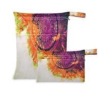 COZYhome - Bolsas húmedas para pañales, acuarela, diseño de mandala y flores, bolsa organizadora impermeable lavable con bolsillo para viajes, camping, playa