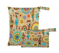 COZYhome - Bolsas húmedas para pañales, diseño de mandala y flores, impermeable, lavable, con bolsillo para viajes, camping, playa