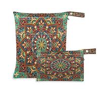 COZYhome - Bolsas húmedas para pañales, diseño retro de mandala floral, para colgar pañales, impermeables, lavable, con bolsillo para viajes, camping, playa, etc