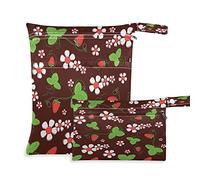 COZYhome - Bolsas húmedas para pañales, para colgar pañales, con diseño de flor y fresa, impermeable, lavable, bolsa organizadora con bolsillo para viajes, camping, playa