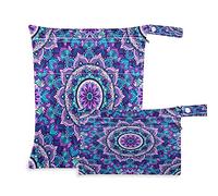 COZYhome - Bolsas húmedas para pañales, tela de mandala morada, para colgar pañales, bolsas húmedas, impermeables, lavables, con bolsillo para viajes, camping, playa