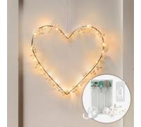 CozyHome Luces led pilas Corazón - 20 LED blancos cálidos para decoración de ventanas I Con temporizador I Guirnalda luces interior Luces decorativas habitacion I Fairy lights decoracion Luz led Luzes