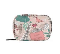 COZYhome Pastillero 7 Day Love in Paris Patrón caso Am Pm 8 Compartimentos Individual Pastillero Bolsa con Cremallera Medicina Case Organizador