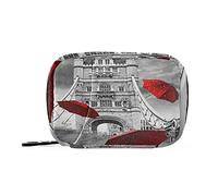COZYhome Pastillero 7 Día Torre Puente Paraguas Rojo Pintura Caso Am Pm 8 Compartimentos Individual Pastilla Caja Bolsa Bolsa Con Cremallera Medicina Organizador