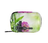 COZYhome Pastillero 7 días japonés Zen Stone Bamboo Orchid Flower Pill Case Am Pm Pm 8 Compartimentos Individual Pastillero Bolsa con Cremallera Medicina Case Organizador