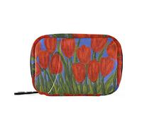 COZYhome Pastillero 7 días pintura al óleo tulipán flor pastilla caso Am Pm 8 compartimentos individual píldora bolsa bolsa con cremallera medicina caso organizador