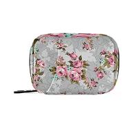 COZYhome Pastillero 7 días vintage flor rosa floral píldora caso Am Pm 8 compartimentos individual píldora bolsa bolsa con cremallera medicina caso organizador