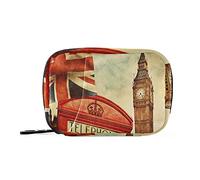 COZYhome Pastillero 7 días Vintage Londres rojo cabina telefónica Big Ben Case Am Pm 8 Compartimentos Individual Pastillero Bolsa con Cremallera Medicina Case Organizador