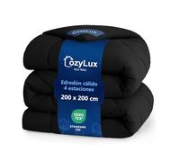 CozyLux Edredon Cama 105, Edredon Cama 200x200 cm, Relleno Nordico 300 gr/m² 100% Microfibra, con 4 Presillas en Las Esquinas, para Invierno y Otoño, Cálido, Lavable a Máquina, 200 × 200, Negro