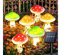 Cozymeow Adornos de Jardín con 6 Luces LED Solares de Hongos