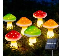 Cozymeow Adornos de Jardín con 6 Luces LED Solares de Hongos - Impermeables para Exterior, Caminos, Paisajes, Vallas, Césped, Patio - Decoración para Fiestas y Bodas