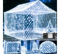 Cozymeow Red de Navidad Exterior 3x2m 200 LED Cortina con Enchufe, Temporizador, 8 Modos IP44 Impermeable Malla para Balcón Jardín Árbol Navidad Exterior Interior - Blanco