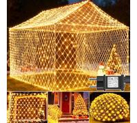 Cozymeow Red de Navidad Exterior 3x2m 200 LED Cortina con Enchufe, Temporizador, 8 Modos IP44 Impermeable Malla para Balcón Jardín Árbol Navidad Exterior Interior - Blanco Cálido
