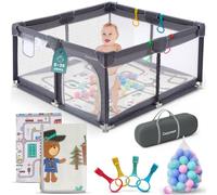 COZYNEST Parque Infantil Bebé 120x120 cm con Alfombra Acolchada, 30 Bolas y Bolsa de Viaje - Corralito Portátil con 4 Agarraderas - Seguro, Rápido de Montar y Divertido