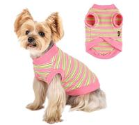 CozyOasis Camisa para perro, a rayas, para perros, camisas de gofre, chaleco elástico para cachorros, camiseta sin mangas para gatos, ropa para perros pequeños, camisetas