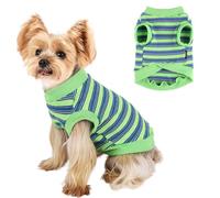 CozyOasis Camisa para perro, a rayas, para perros, camisas de gofre, chaleco elástico para cachorros, camiseta sin mangas para gatos, ropa para perros pequeños, camisetas