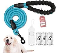 COZYPETS Correa para Perros - Correa Básica de 1.5m con Mango Acolchado y Reflectante - Incluye 3 Bolsas para Caca y Dispensador - Correa Perro pequeño, Mediano, Grande