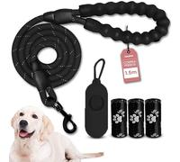 COZYPETS Correa Perro - Correa Perro de 1.5m con Mango Acolchado y Reflectante - Incluye 3 Bolsas para Caca y Dispensador - Duradera y Cómoda. Correa básica Perro pequeño, Mediano y Grande