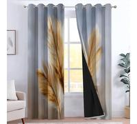 CozyRest Cortina Opaca para Ventana Dormitorio, Cortinas Salon Modernas para Infantiles Juvenil Pintura al óleo Plumas Beige 234 x 183 cm Gris Claro, Opacas Termicas Aislantes Frio y Calor