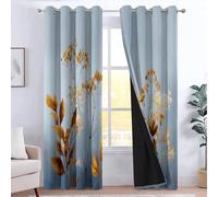 CozyRest Cortina Opaca para Ventana Dormitorio, Cortinas Salon para Infantiles Juvenil Pintura al óleo Flores Silvestres Vintage 234 x 183 cm Gris Azulado, Opacas Termicas Aislantes Frio y Calor
