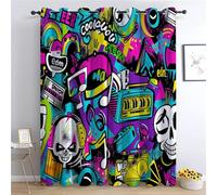 CozyRest Cortinas Opacas Térmicas para Niños, Graffiti Hippie Hip Hop Aislantes Frío y Calor Reducción de Ruido Protección de Intimidad, 280 x 260 cm para Dormitorio Infantil,