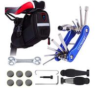 COZYROOMY Bolsa sillín Kit reparación Bicicletas con Herramienta multifunción para neumáticos y Cadena