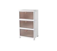 Cozyswan Caja de Almacenamiento a Prueba de Polvo, Mesa de Noche de plástico con Ruedas, Armario Blanco, Ropa, Zapatos, Libros, Juguetes, Aperitivos, Carrito Organizador para Sala de