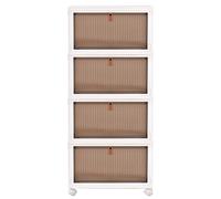 Cozyswan Caja de almacenamiento de 4 niveles a prueba de polvo, mesa de noche de plástico sobre ruedas, organizador para sala de estar, dormitorio, pasillo, oficina