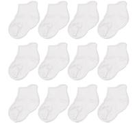 CozyWay Calcetines de tobillo sin deslizamiento con pinzas, 12 paquete para bebés y niñas, blanco sólido, 0-6 meses
