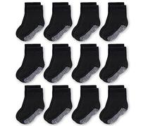 CozyWay Calcetines para niños para niños sin deslizamiento, 12 paquete para niños y niñas, negro, 1-3 años