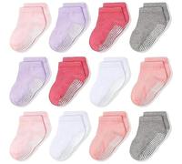 CozyWay Calcetines para niños pequeños de corte de tobillo sin deslizamiento, 12 paquete para niñas, colores pastel, 1-3 años