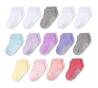 CozyWay Calcetines para niños pequeños de corte de tobillo sin deslizamiento, 14 paquete para niñas, colores pastel, 1-3 años