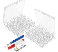 Cozywind 50pcs Canillas Carretes de Máquinas de Coser de Plástico Transparente con Caja de Almacenamiento,Quitahilo,Cortahilo Y Cinta Métrica para Brother Janone Singer Alfa