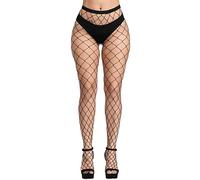 CozyWow Medias de malla para mujer, elásticas, huecas, cintura alta, mallas de malla de pesca atractivas, liguero, muslo, medias altas para mujeres, Negro--agujero grande, Talla única